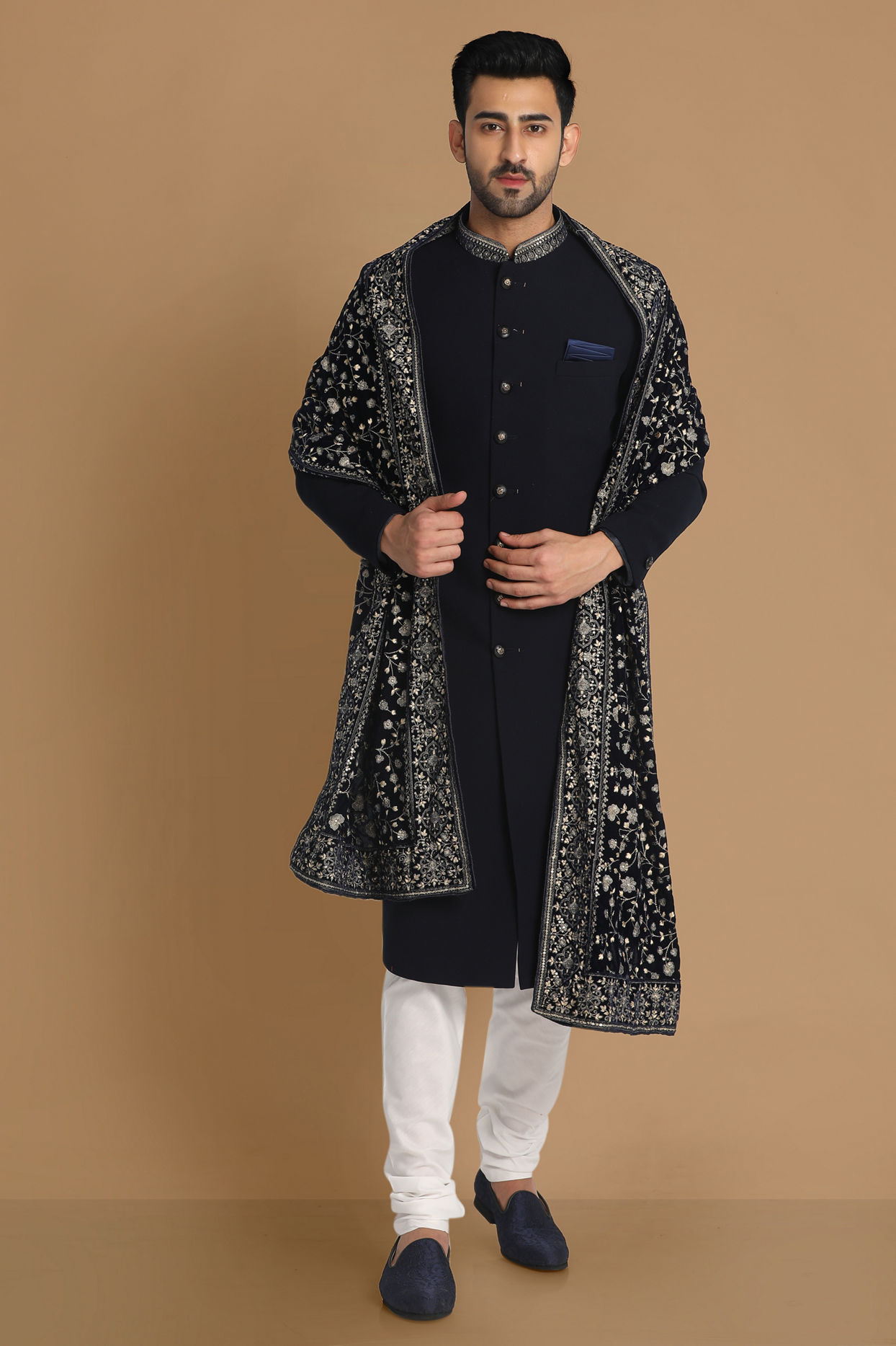 Enchanting Blue Sherwani Suit image number 1